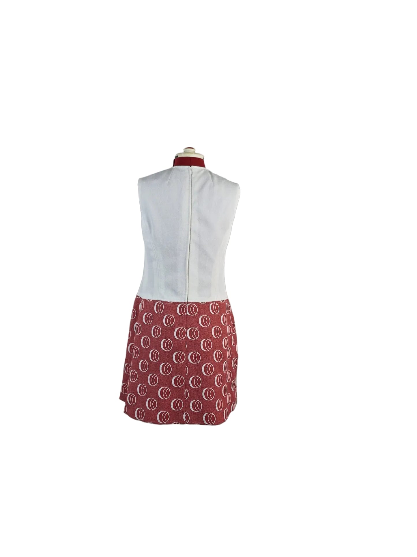 1960s Genuine Vintage Mod Mini Dress White Pink Geometric Shift