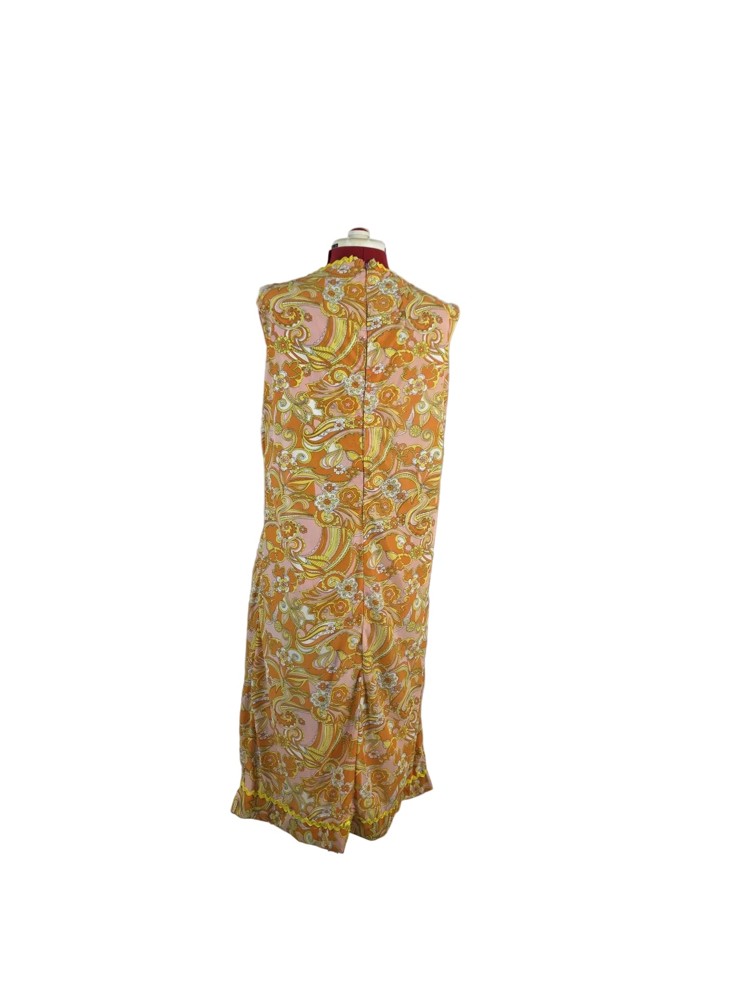 1960s Genuine Vintage Handmade Psychedelic Mini Dress Orange Floral