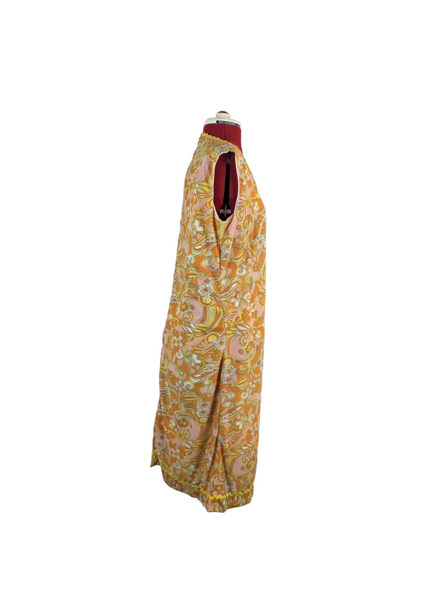 1960s Genuine Vintage Handmade Psychedelic Mini Dress Orange Floral