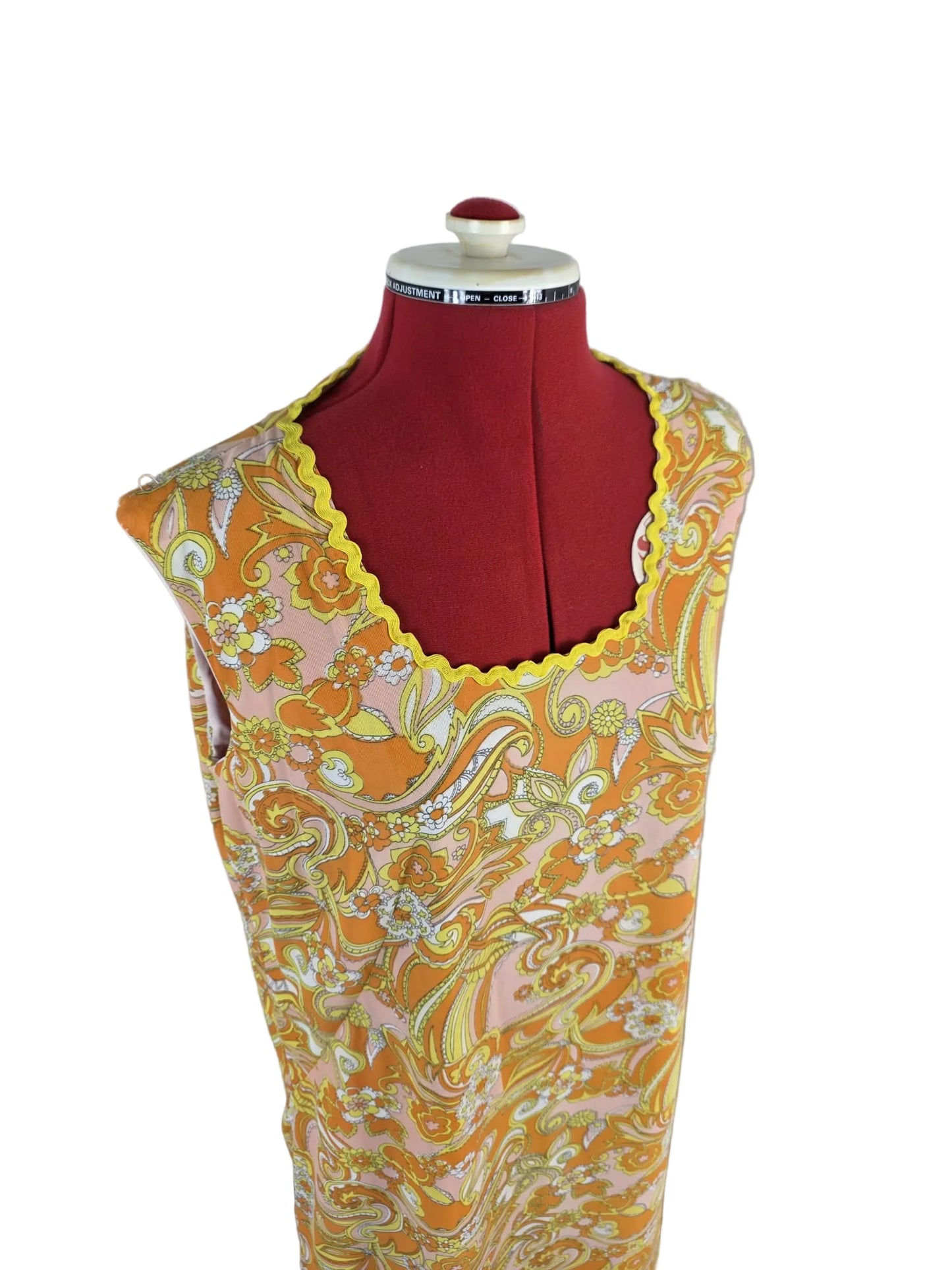 1960s Genuine Vintage Handmade Psychedelic Mini Dress Orange Floral