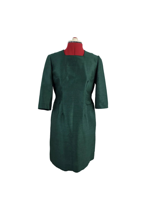 1960s Genuine Vintage Handmade Green Shift Dress Minimalist Mod