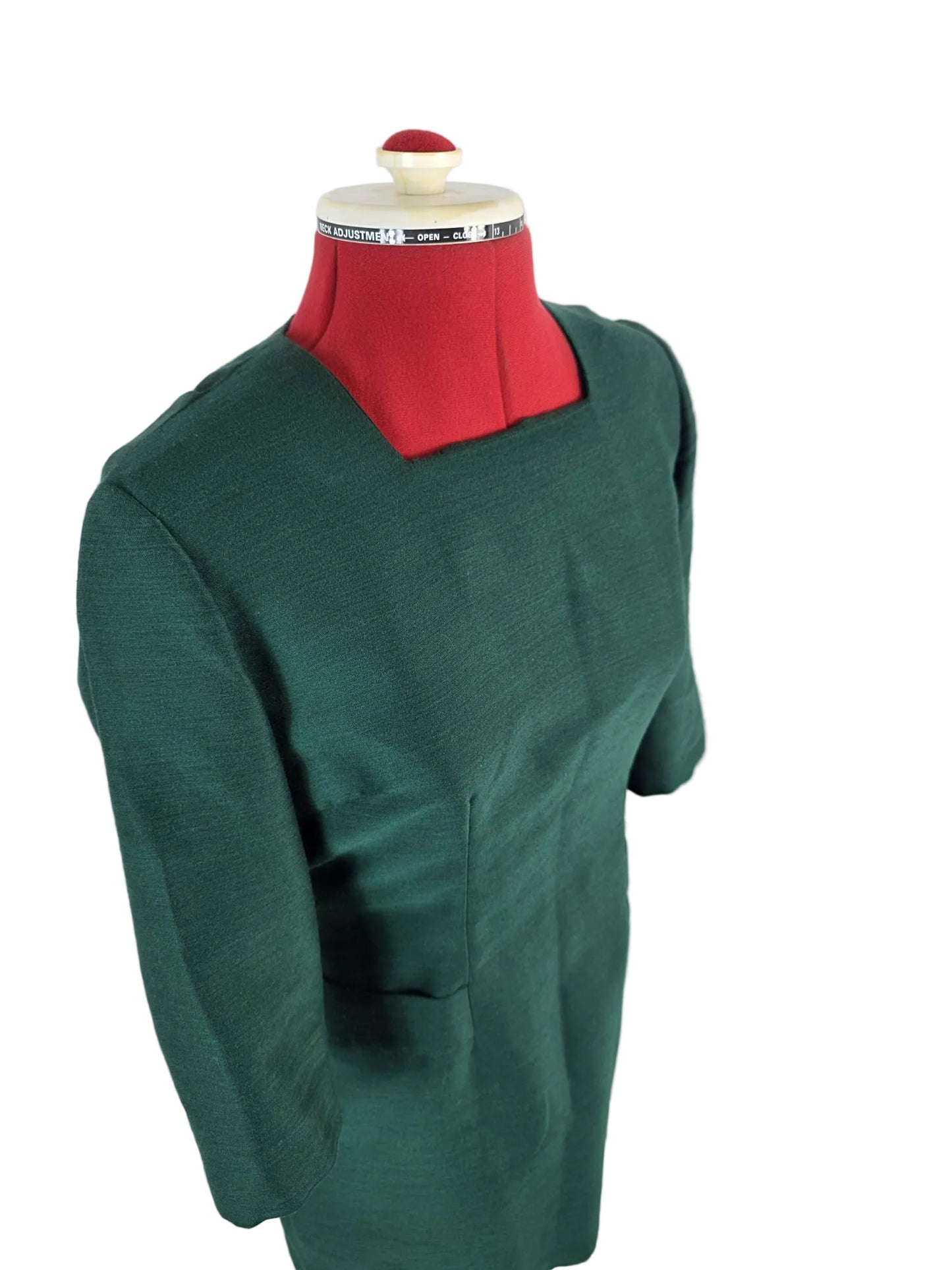 1960s Genuine Vintage Handmade Green Shift Dress Minimalist Mod