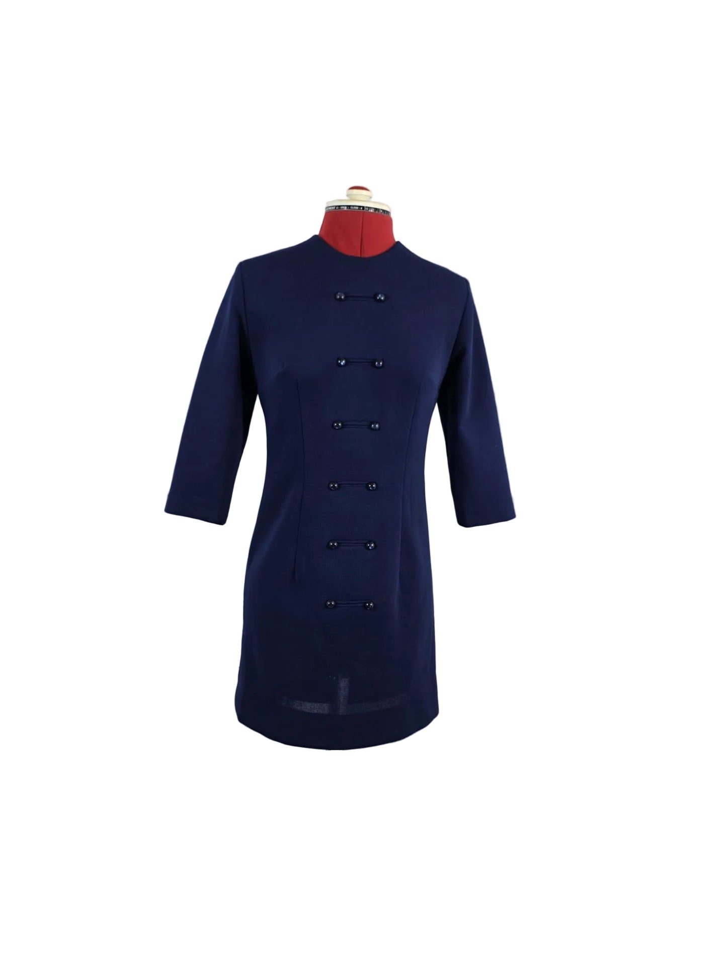 1960s Genuine Vintage Crimplene Dress Original Wiener Arbeit Navy Mod Mini