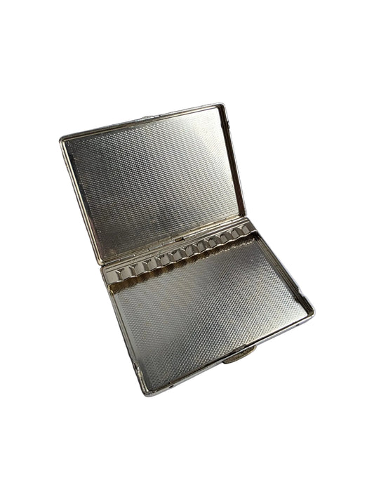 Vintage Leather Cigarette Case Metal Frame Brown Mid Century Case