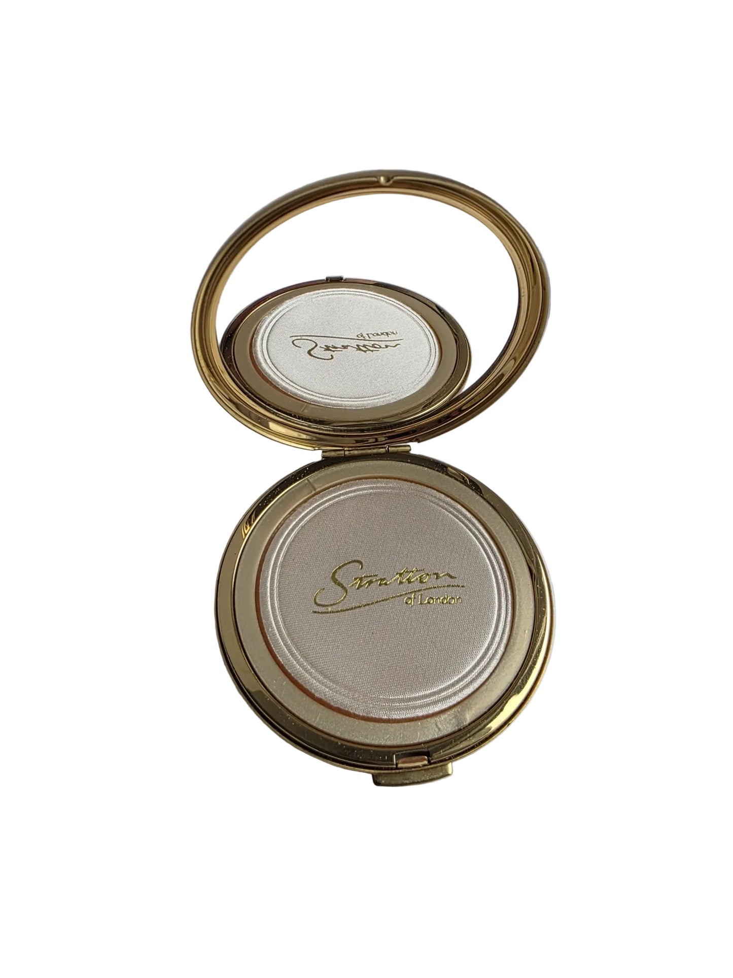 Vintage Stratton of London Compact Mirror Gold Tone Powder Compact Floral Design