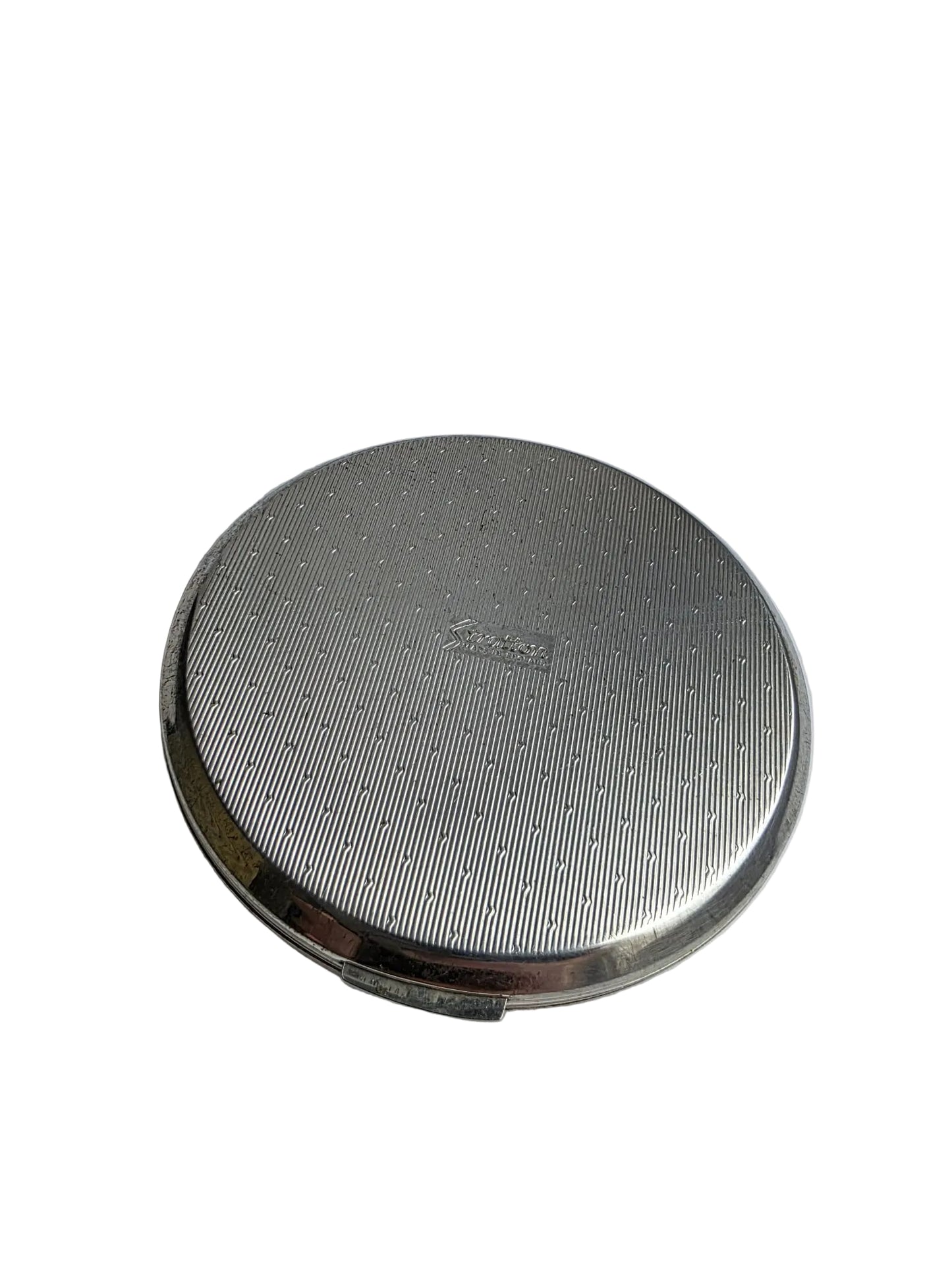 Vintage Stratton of London Powder Compact Mirror Silver Tone Round Mid Century