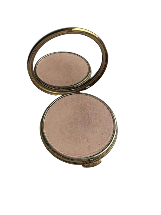 Vintage Powder Compact Mirror Gold Tone With Original Powder Retro Vanity Case