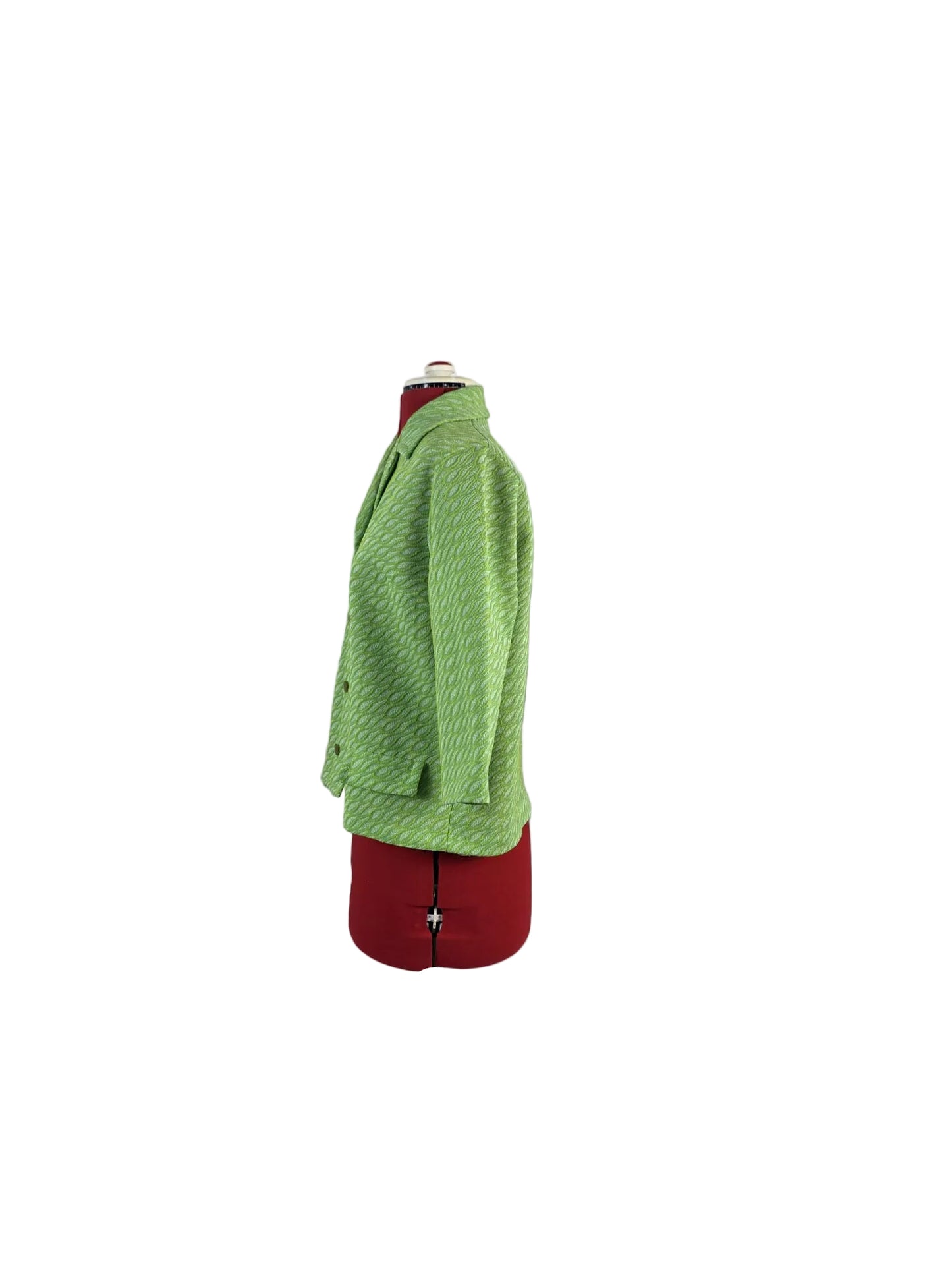 1960s Vintage Textured Mod Ladies Jacket in Lime Jacquard Knit