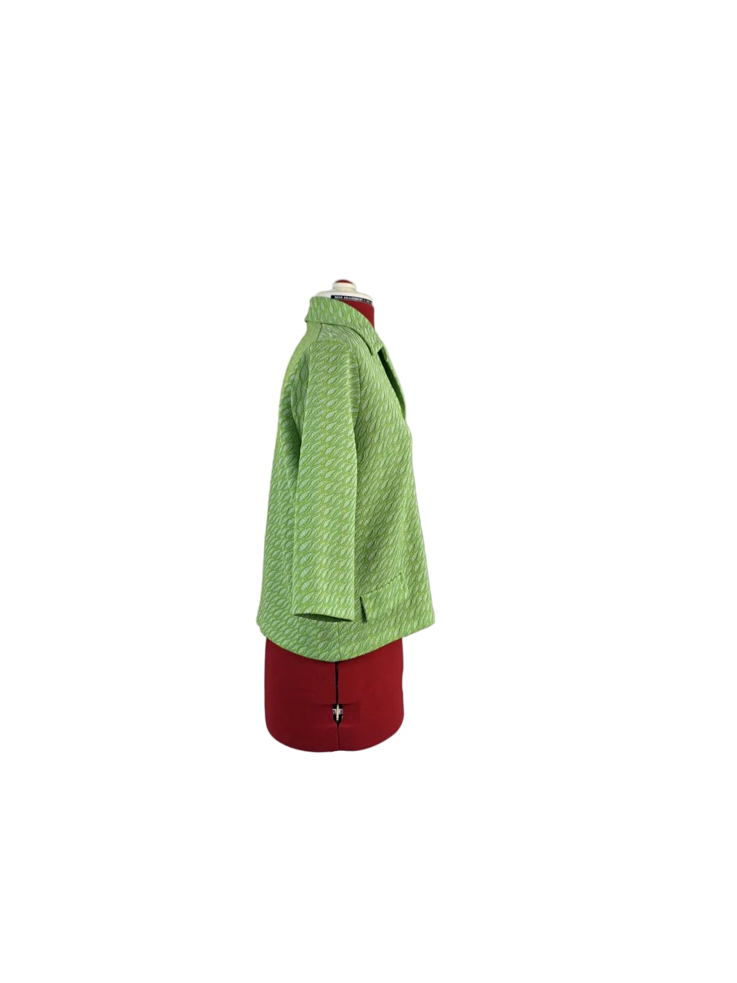 1960s Vintage Textured Mod Ladies Jacket in Lime Jacquard Knit