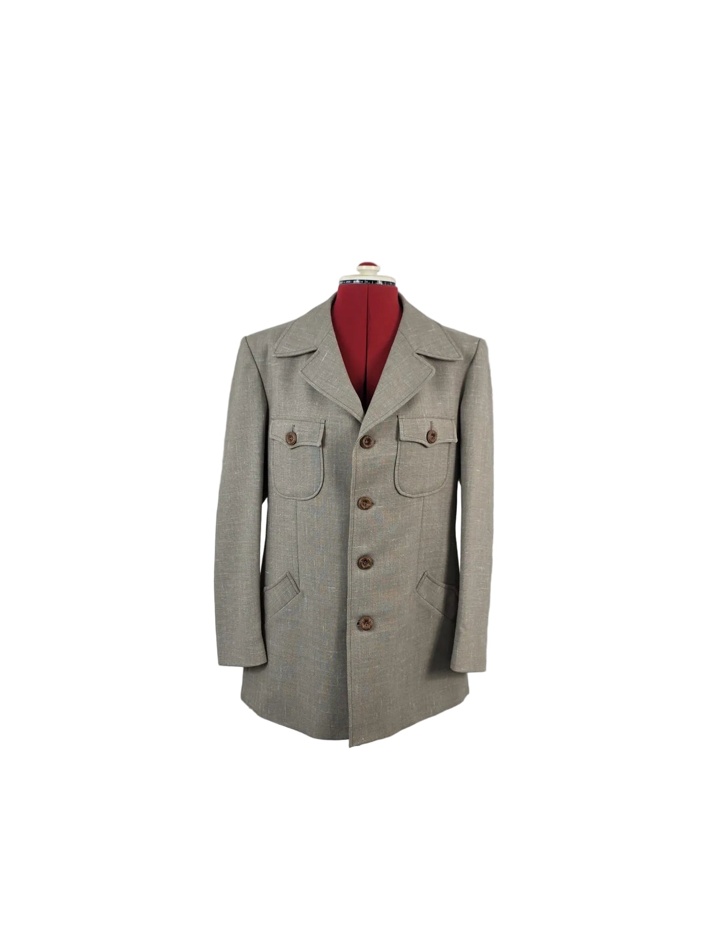 1970s Vintage Guards Safari Jacket in Beige Wool Blend