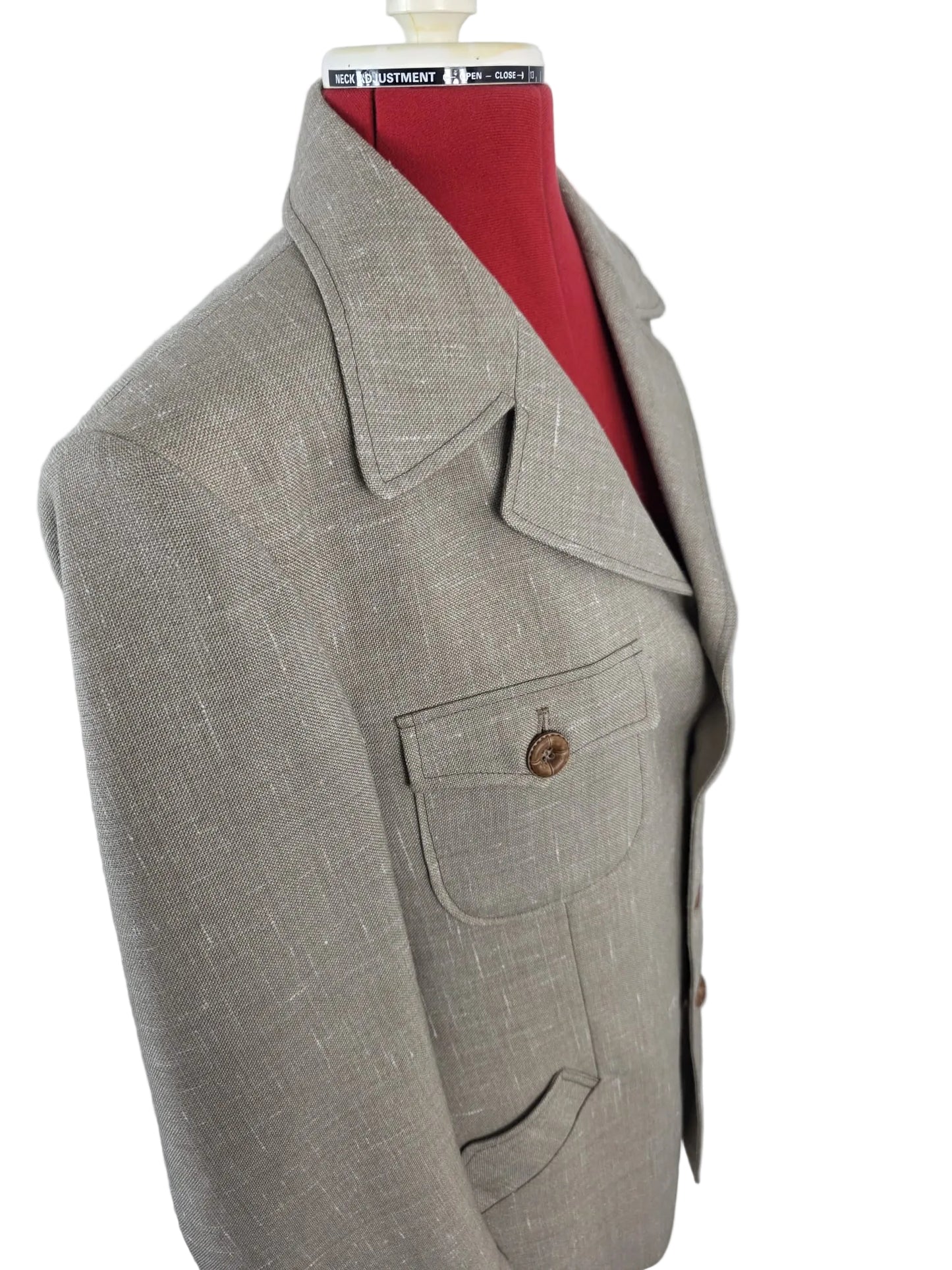 1970s Vintage Guards Safari Jacket in Beige Wool Blend