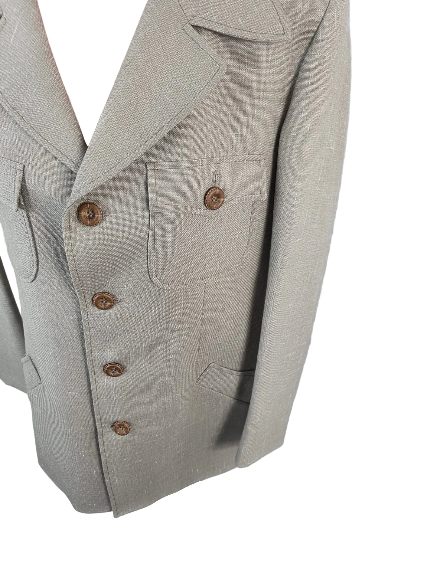 1970s Vintage Guards Safari Jacket in Beige Wool Blend