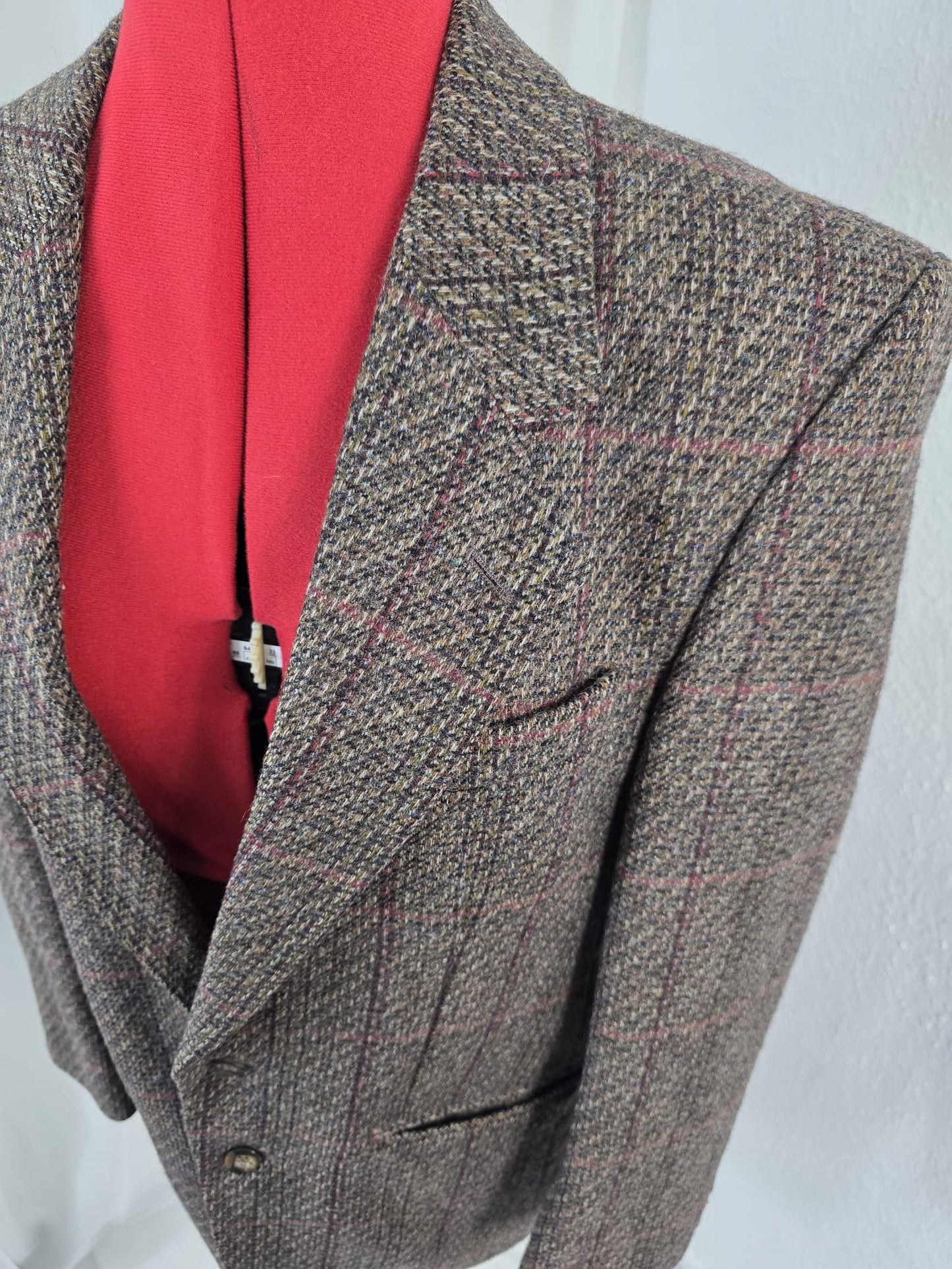 1980s Vintage Dormeuil Wool Tweed Blazer in Brown Check