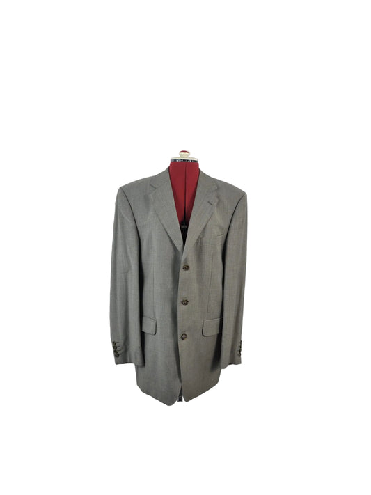 1990s Vintage Zignone Italian Wool Blazer in Light Grey Made in Italy Fabric