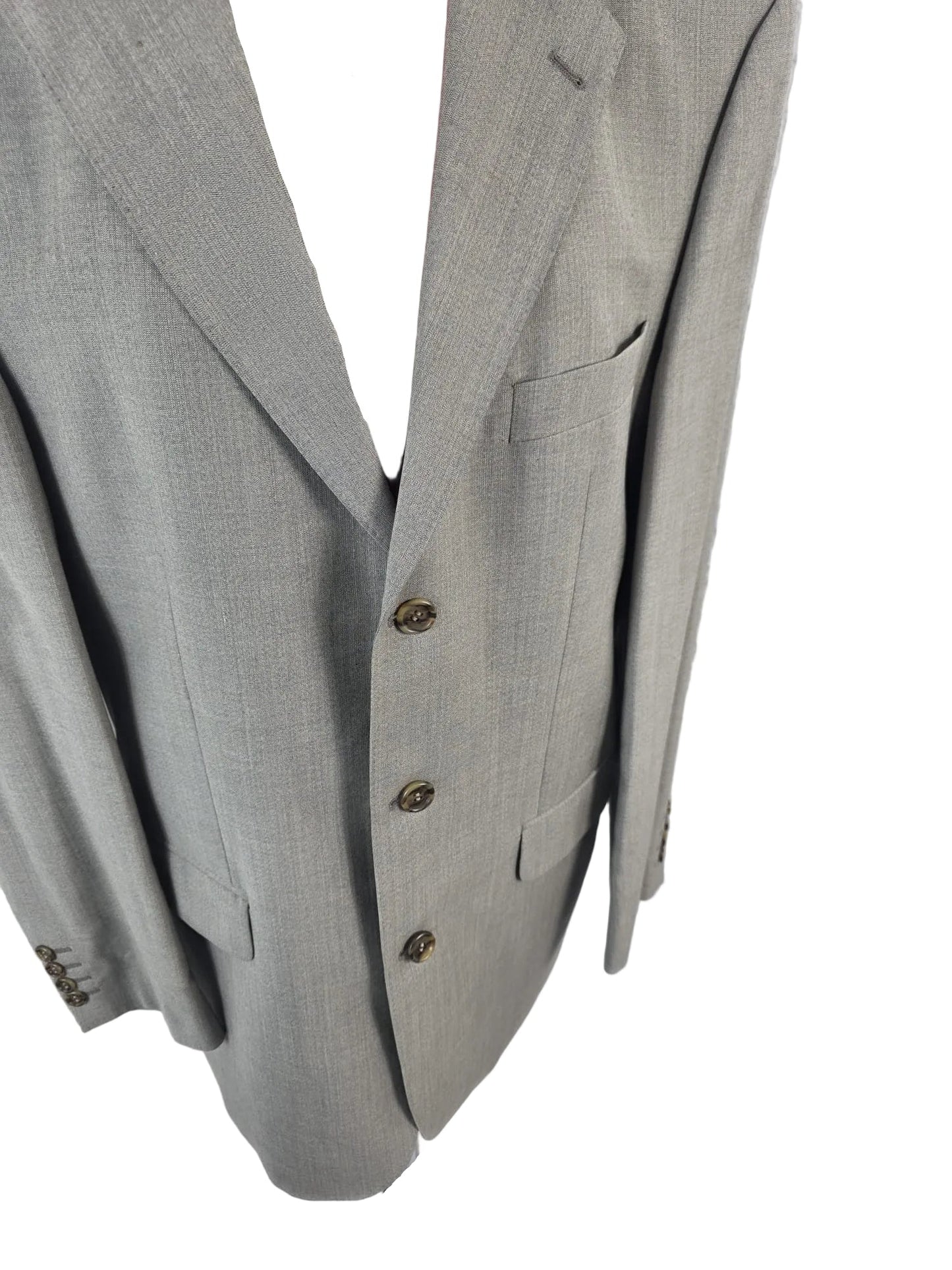 1990s Vintage Zignone Italian Wool Blazer in Light Grey Made in Italy Fabric