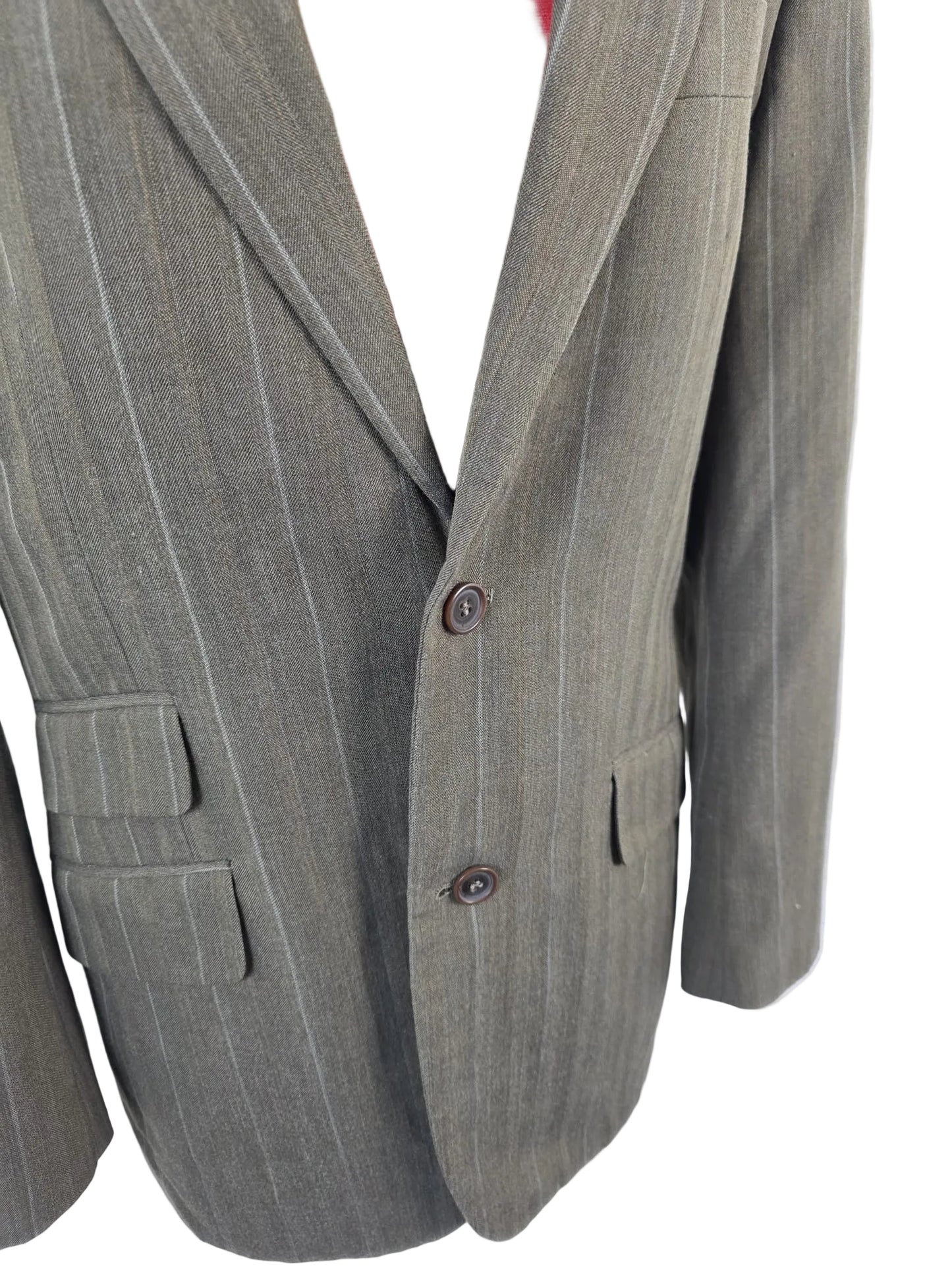Mid to Late 1990s Vintage Topman London Pinstripe Two-Piece Suit Blazer