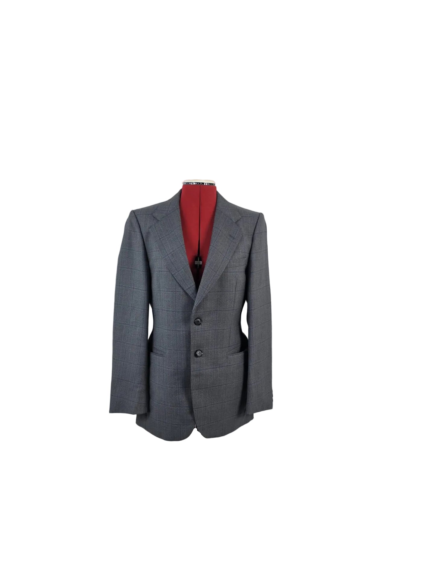 Vintage 1980s Dunn & Co Great Britain Blue Windowpane Two Piece Suit