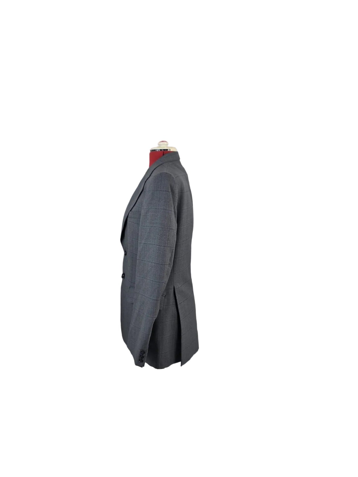 Vintage 1980s Dunn & Co Great Britain Blue Windowpane Two Piece Suit