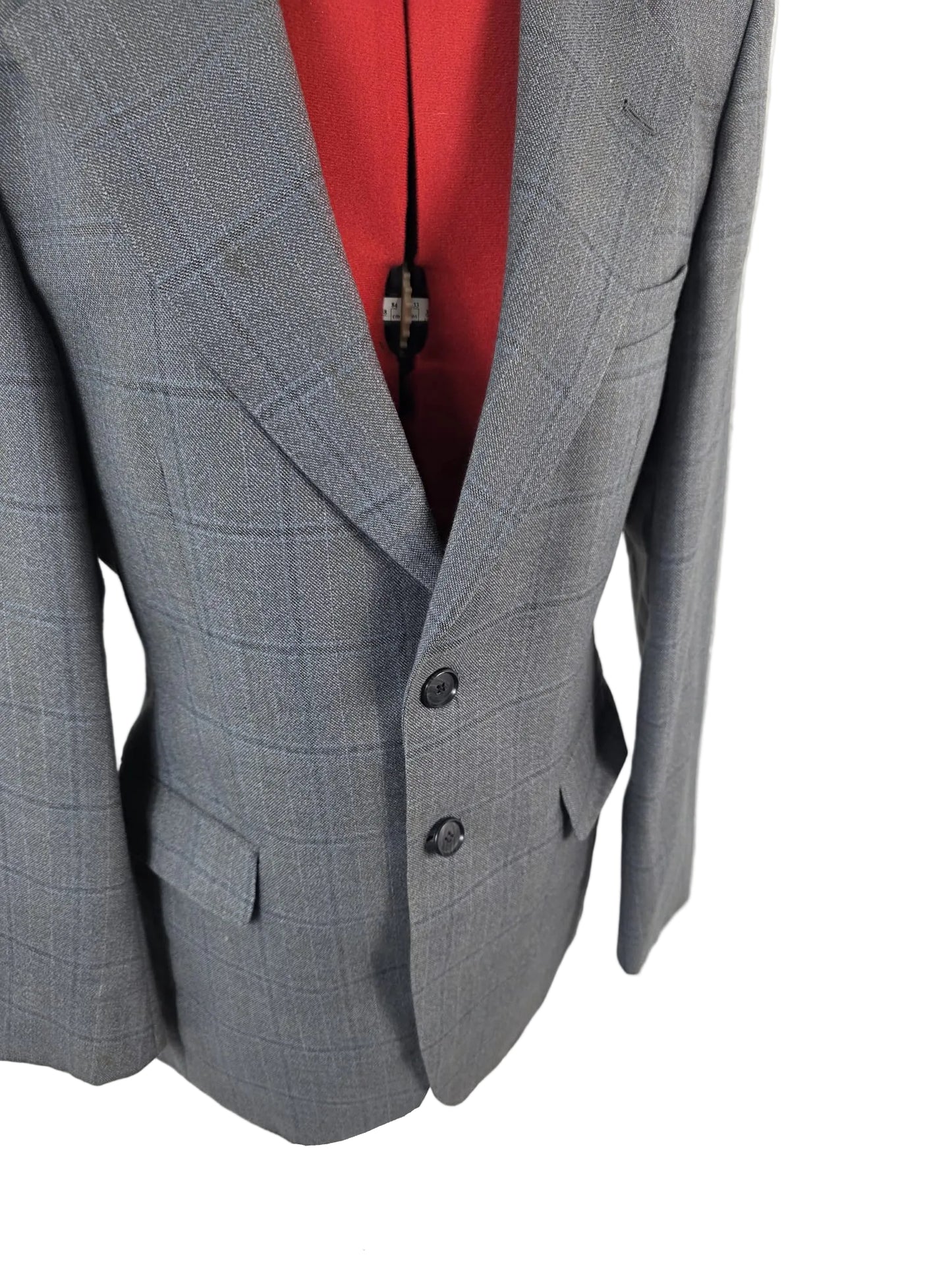 Vintage 1980s Dunn & Co Great Britain Blue Windowpane Two Piece Suit