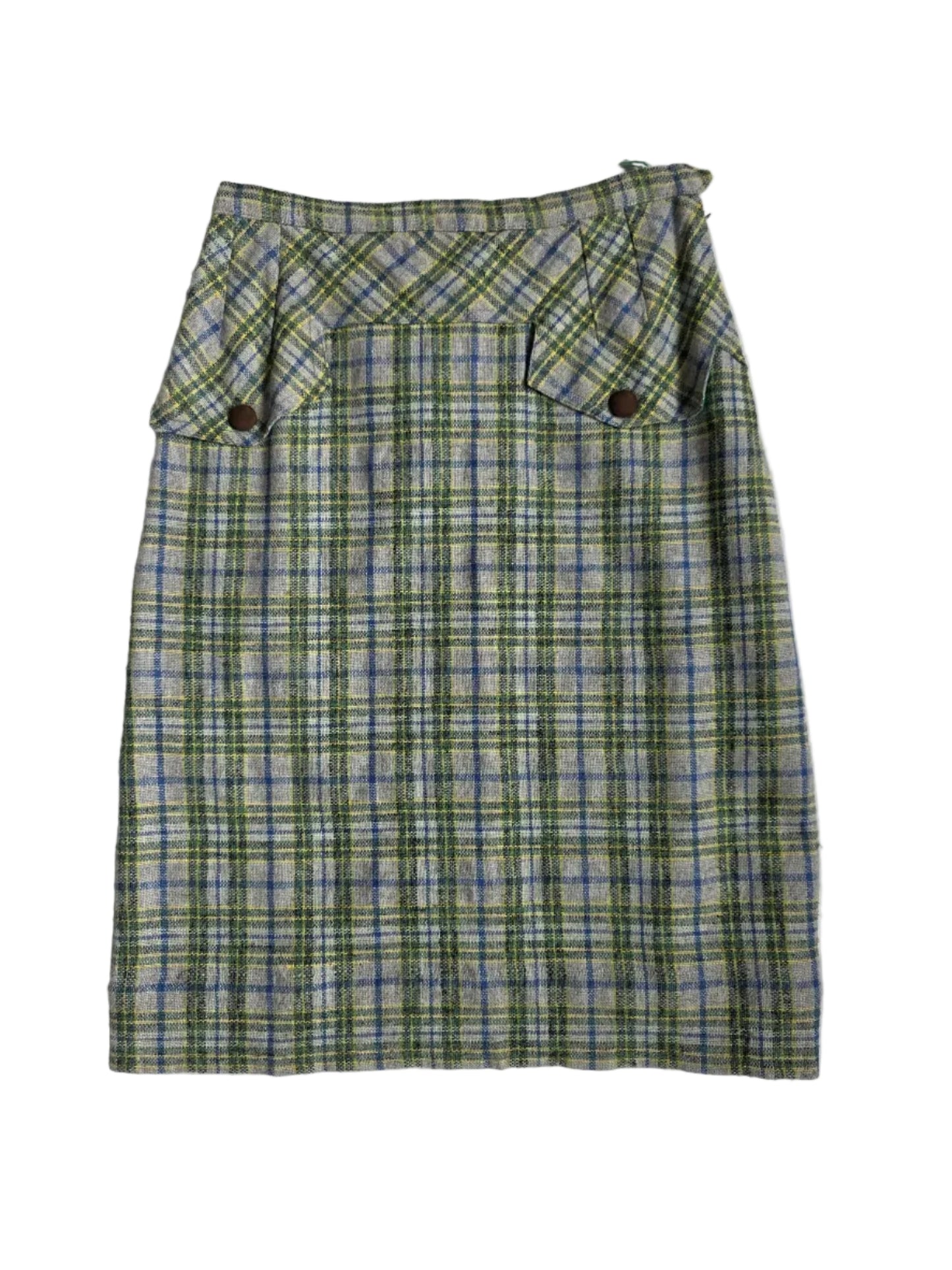 Vintage 1970s Plaid Wool Blend Skirt Waltex Collezioni