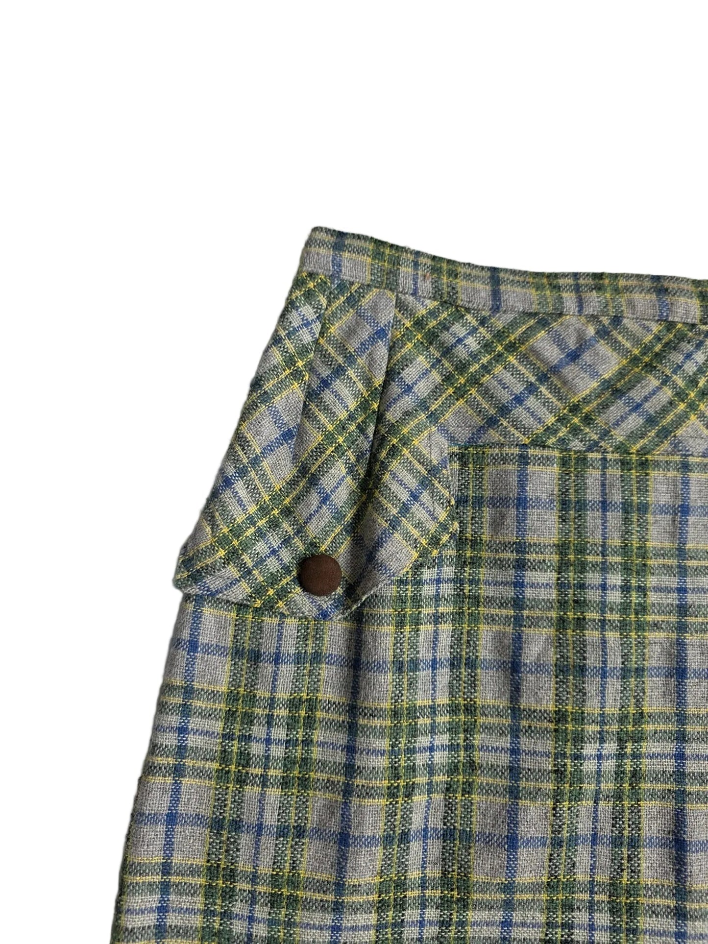 Vintage 1970s Plaid Wool Blend Skirt Waltex Collezioni