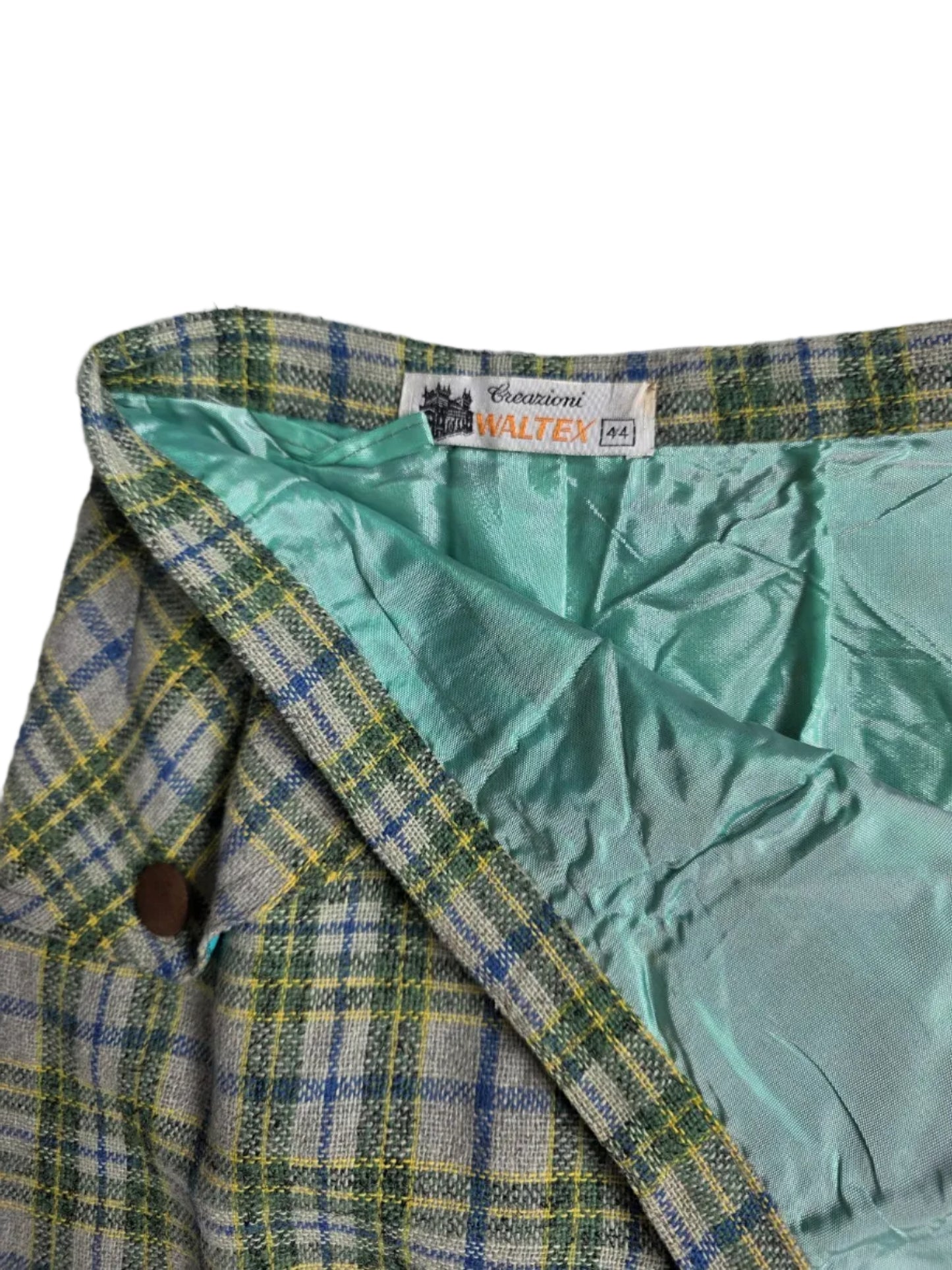 Vintage 1970s Plaid Wool Blend Skirt Waltex Collezioni