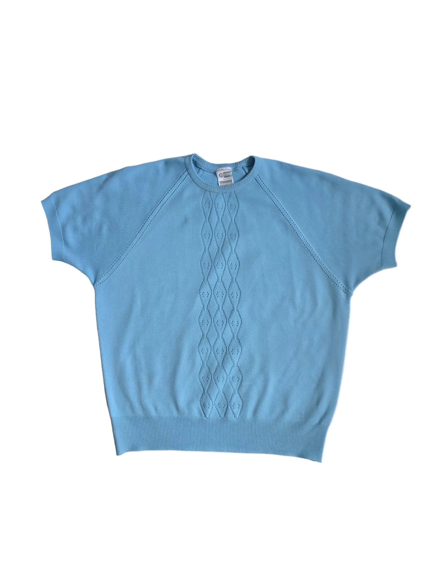 1970s Zarina Trevira Powder Blue Knit Top