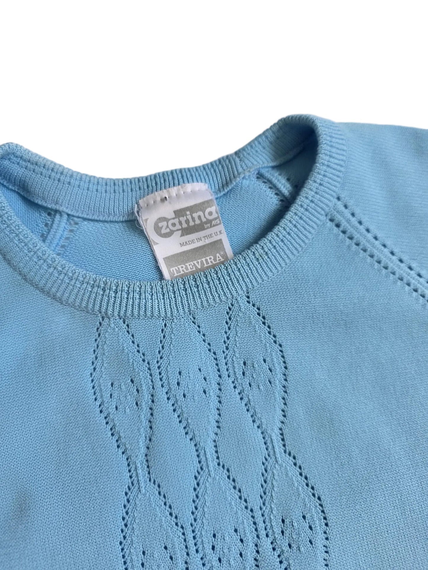 1970s Zarina Trevira Powder Blue Knit Top