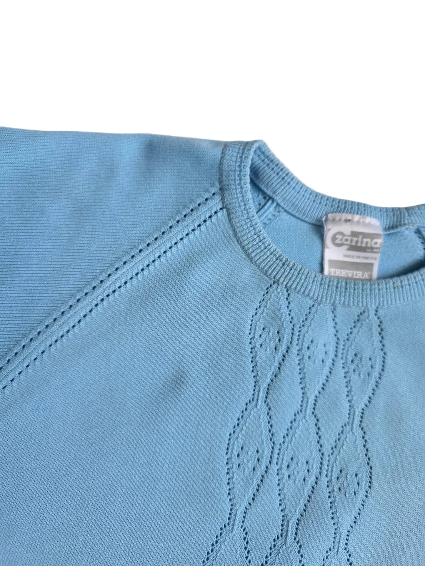 1970s Zarina Trevira Powder Blue Knit Top