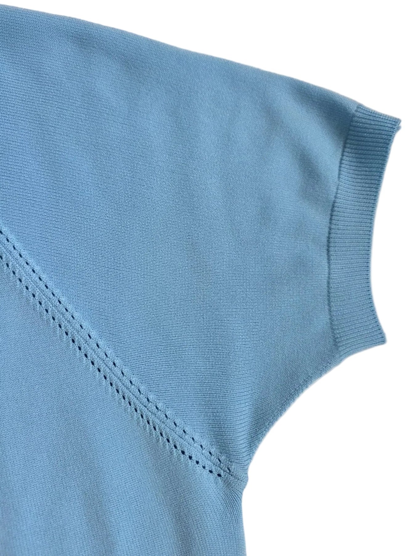 1970s Zarina Trevira Powder Blue Knit Top