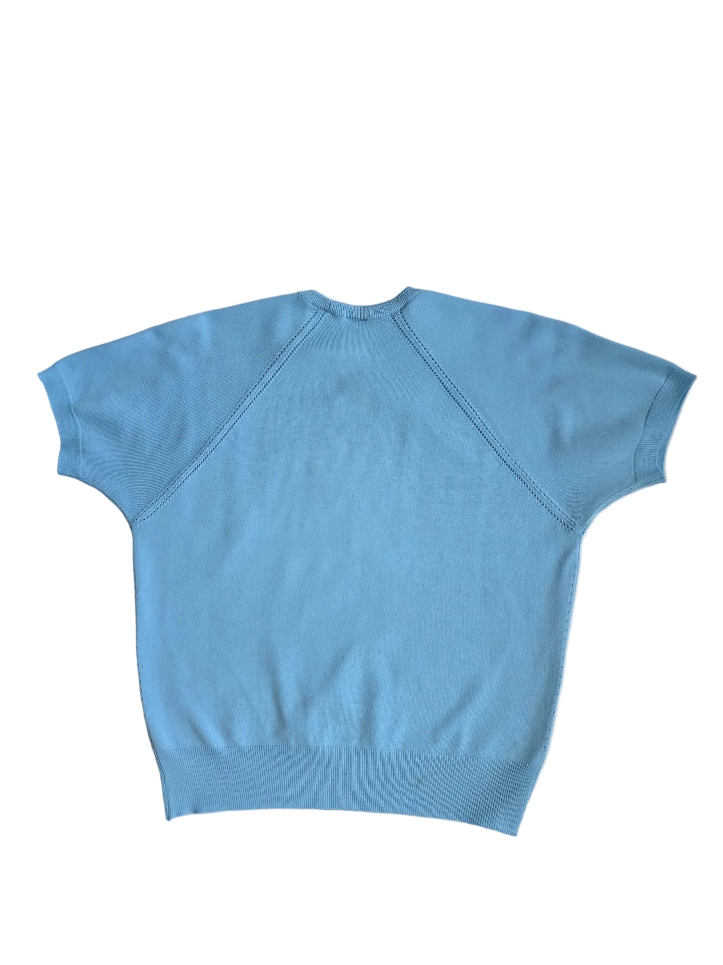 1970s Zarina Trevira Powder Blue Knit Top