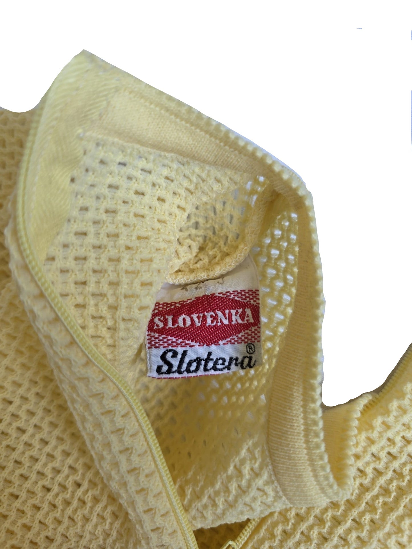 1970s Slovenka Slotera Lemon Yellow Textured Knit Top