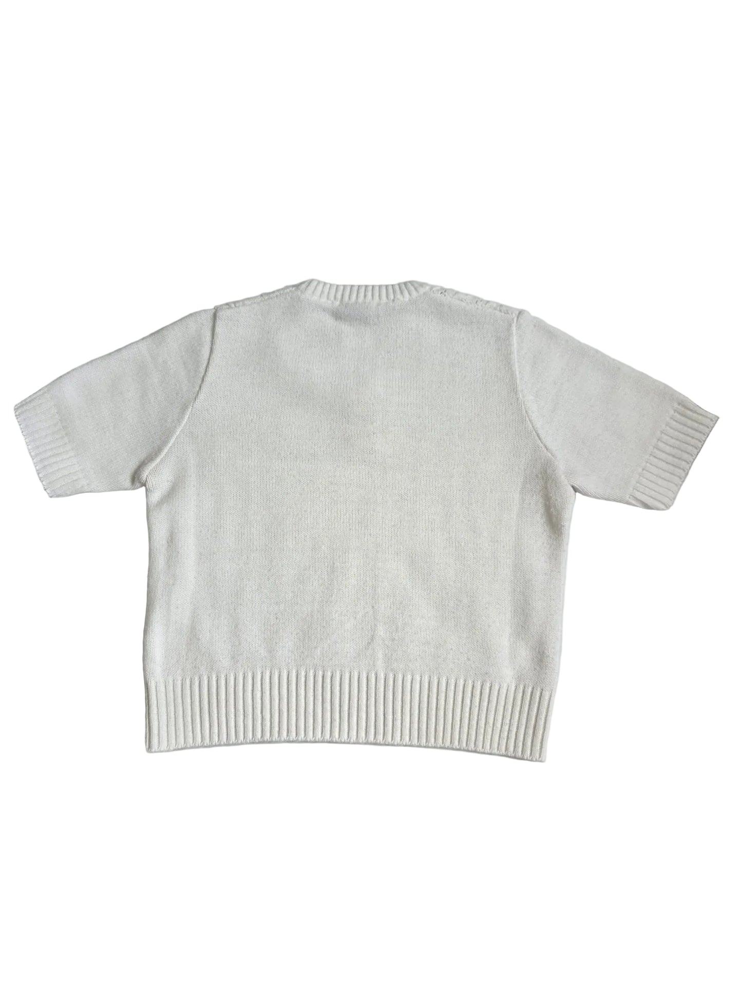 Late 1980s–Early 1990s Cream Cable Knit Short Sleeve Sweater