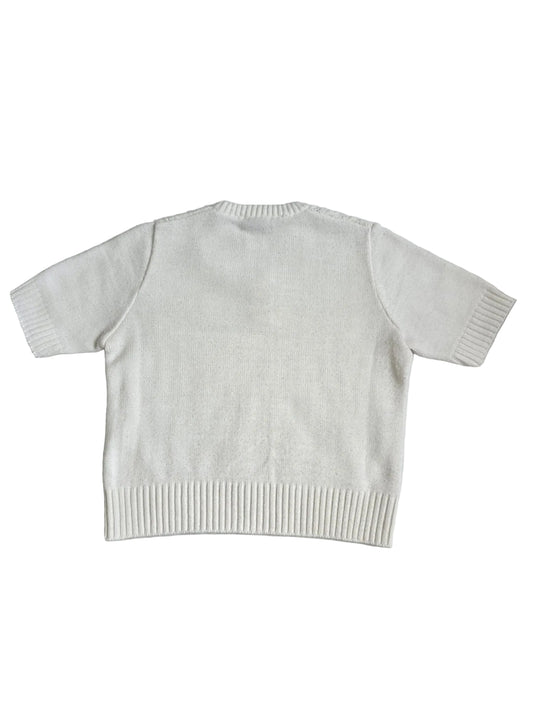 Late 1980s–Early 1990s Cream Cable Knit Short Sleeve Sweater