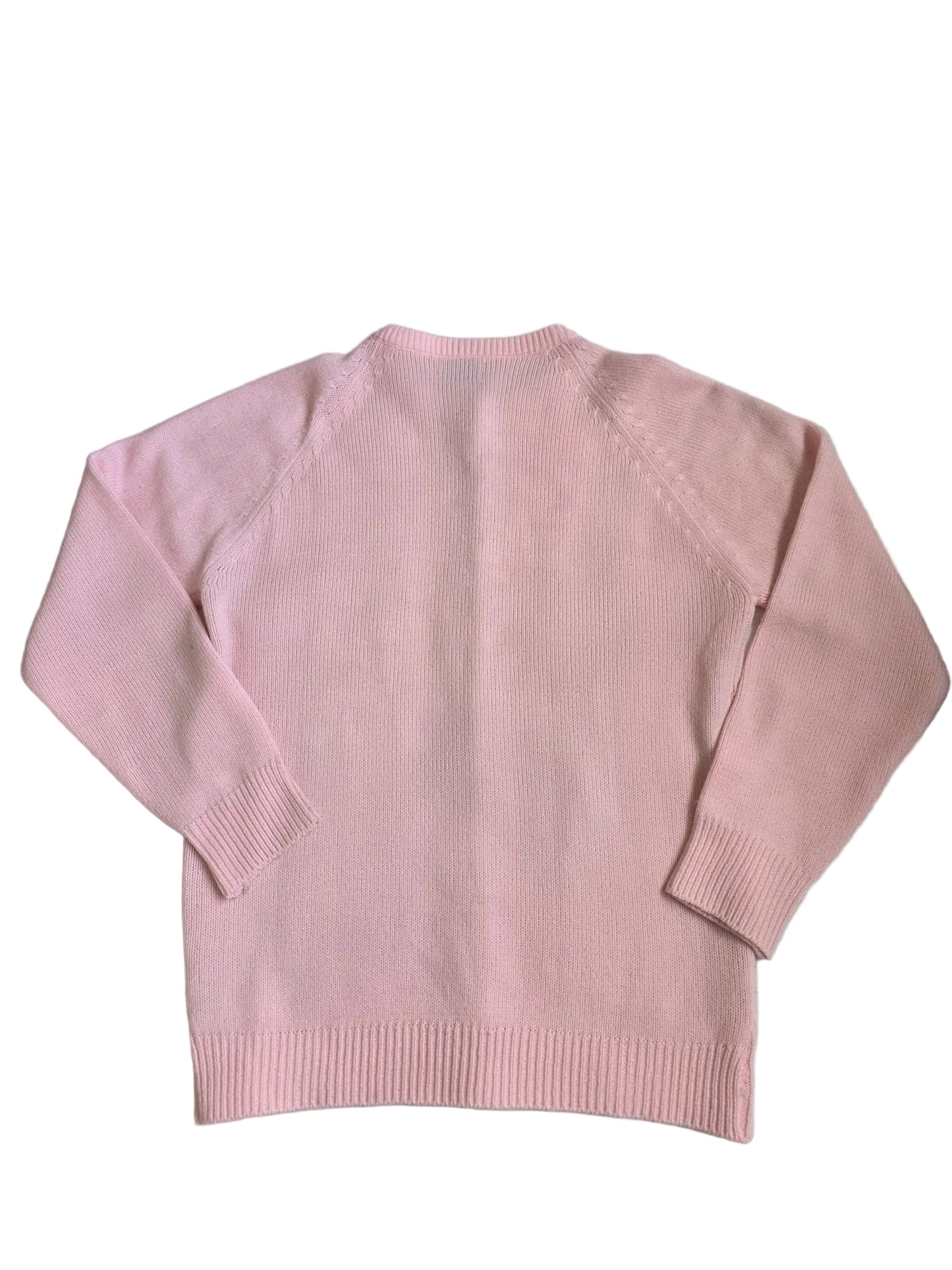 1980s Korean Pastel Pink Textured Knit Cardigan