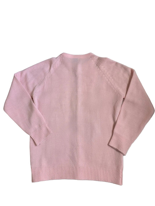 1980s Korean Pastel Pink Textured Knit Cardigan