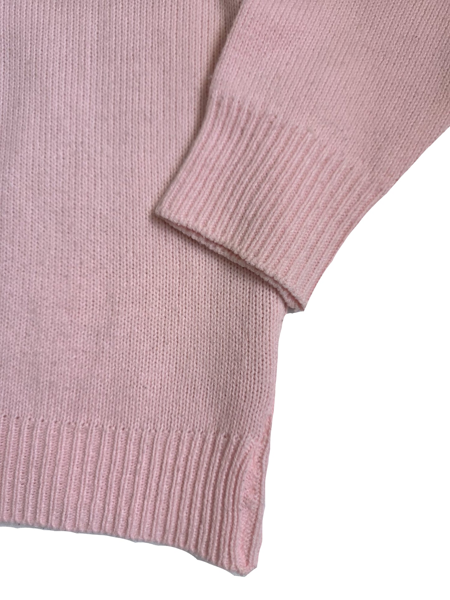 1980s Korean Pastel Pink Textured Knit Cardigan