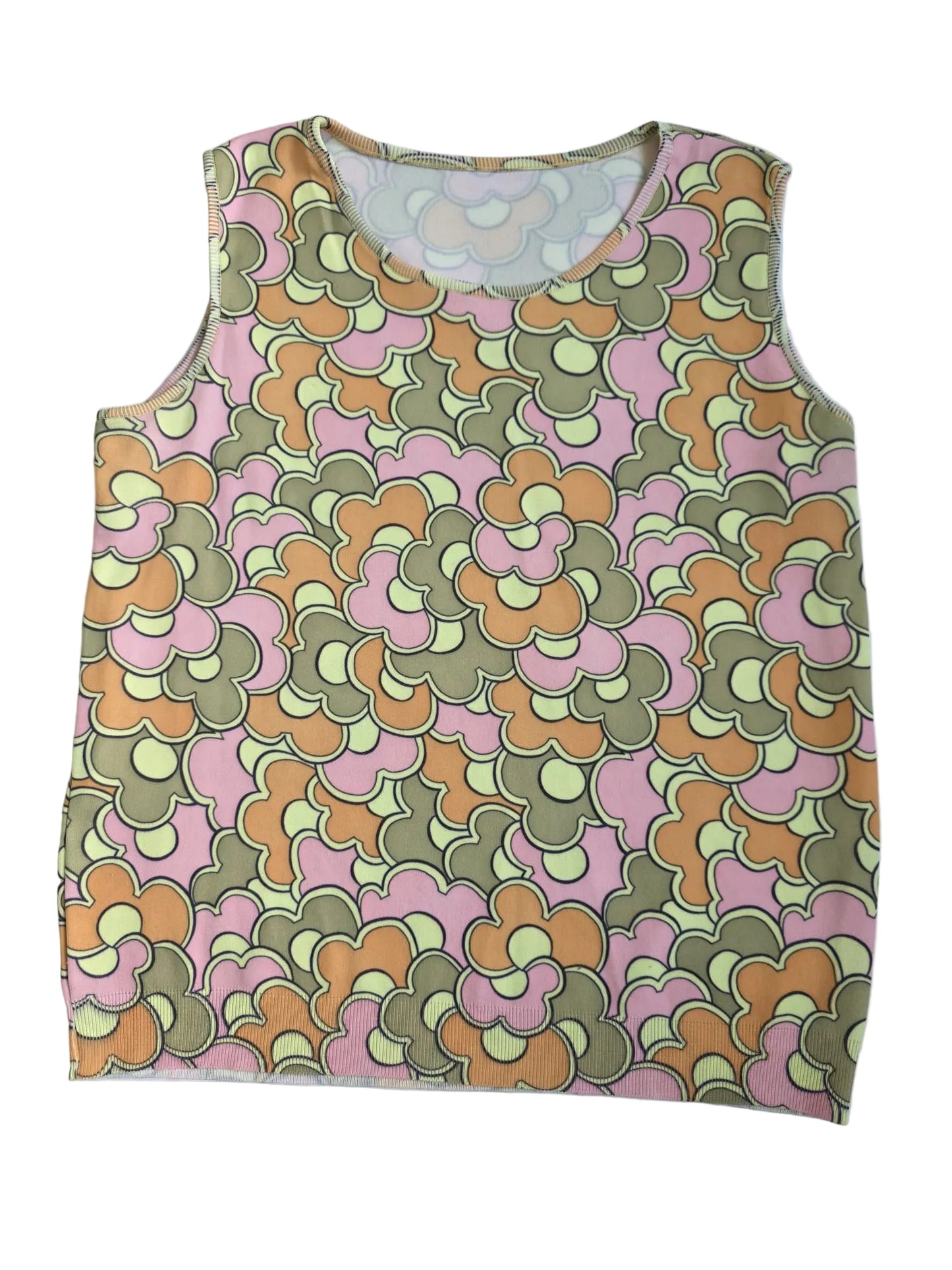 1970s Vintage Psychedelic Floral Top  NYLFRANC,  Made in France