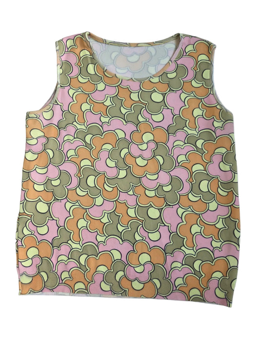 1970s Vintage Psychedelic Floral Top  NYLFRANC,  Made in France