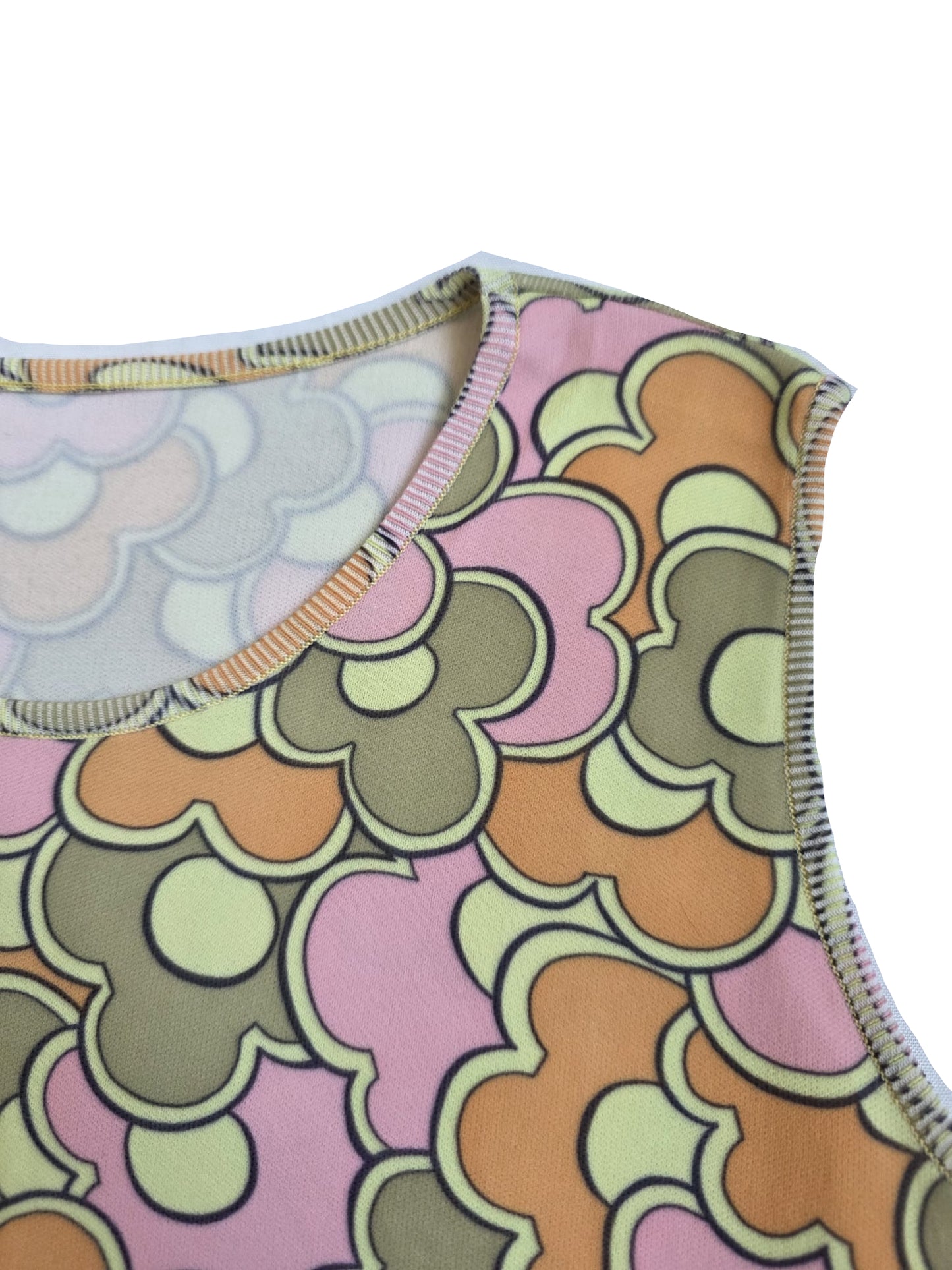 1970s Vintage Psychedelic Floral Top  NYLFRANC,  Made in France