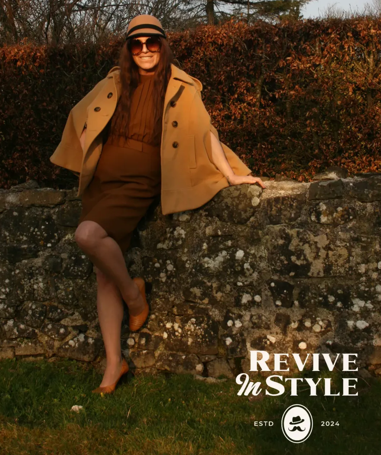 Brown Knee-Length Pleated Front Dress Elevate Trevira Kammgarn