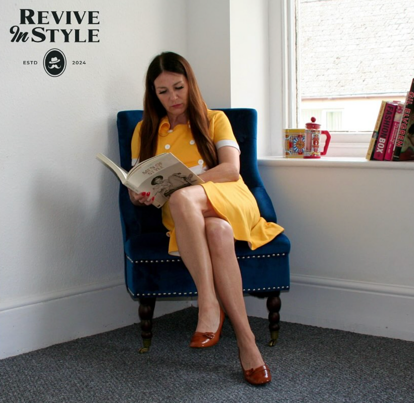 1960s Mod Dress – Mustard Yellow with Double-Breasted Detail
