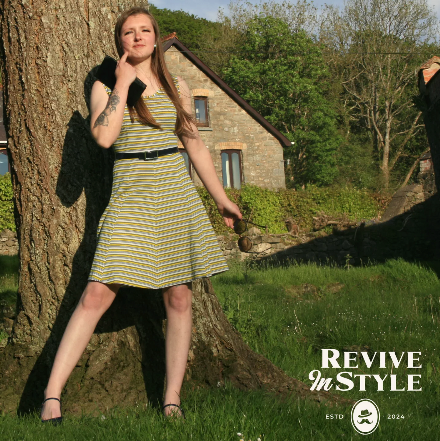 Striped A-Line Dress 1960s Mod Silhouette