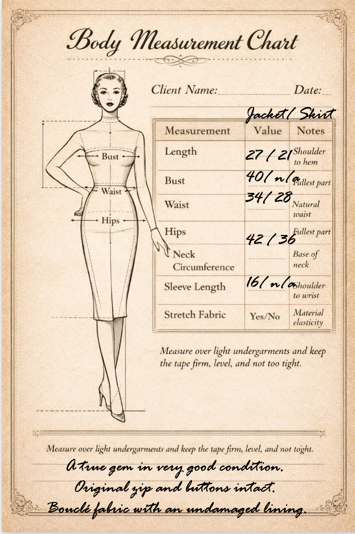Tweed Skirt Suit with Safari Pockets — Lea Rome, Paris