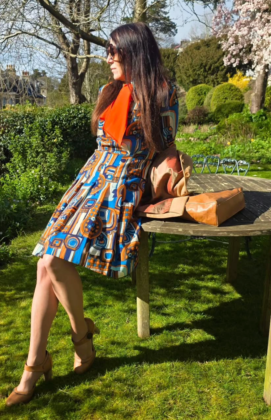 1960s/70s Genuine Vintage Mary Lane Geometric Mod Dress with Bow A-line