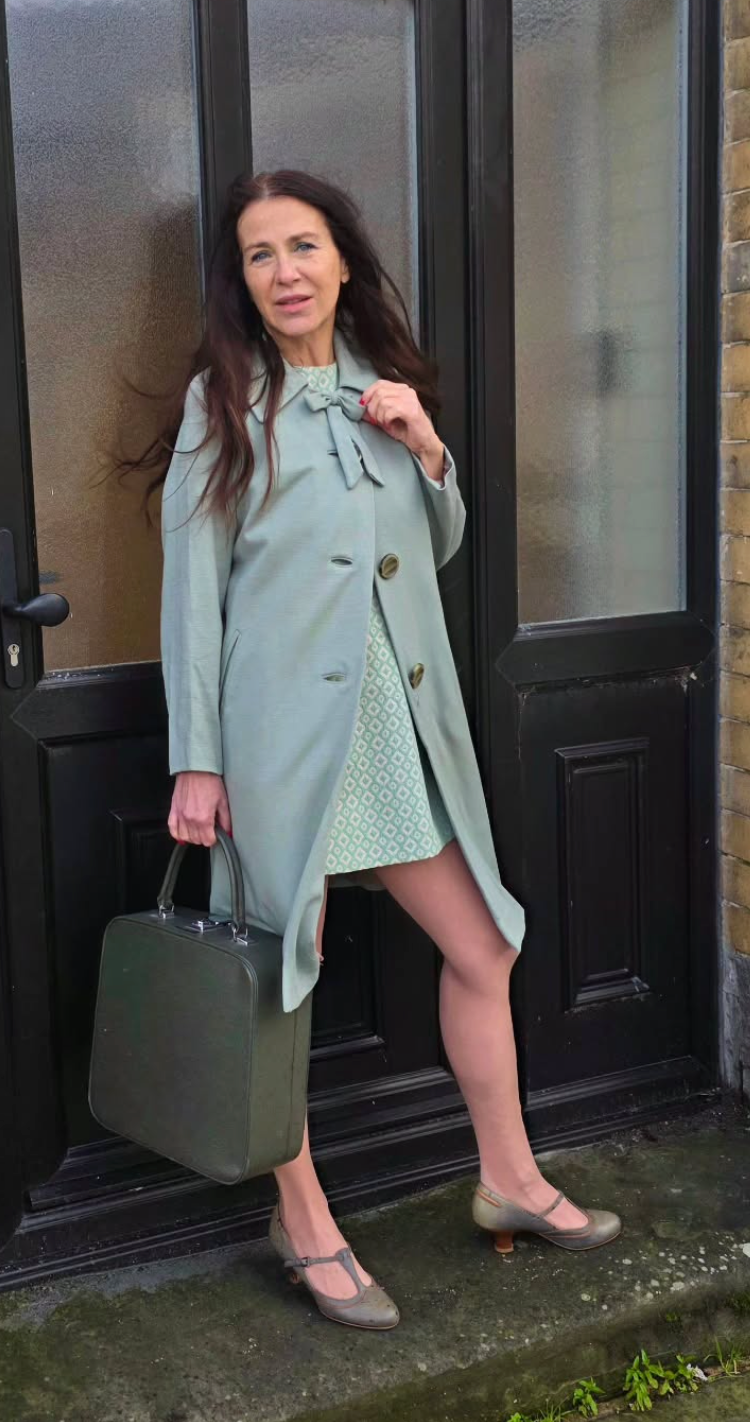 1960s Genuine Vintage All Wool Coat Little Women Style Grey Bow Detail