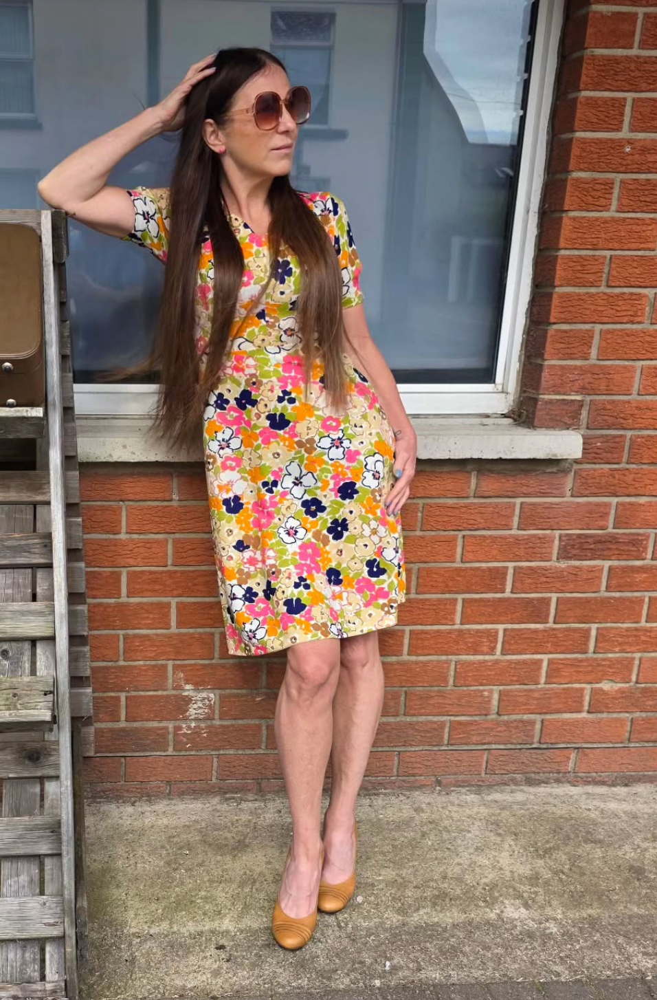 Late 1960s–1970s Handmade Floral Dress, Sweetheart Neckline