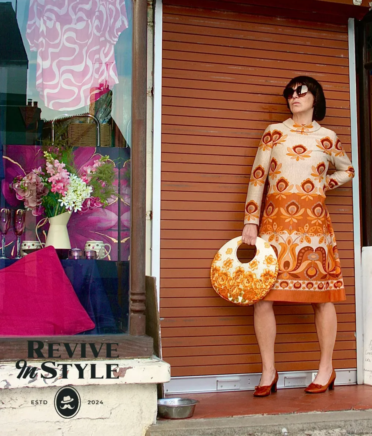Late 1960s Jeannie Jersey Mod Dress, Floral Knit