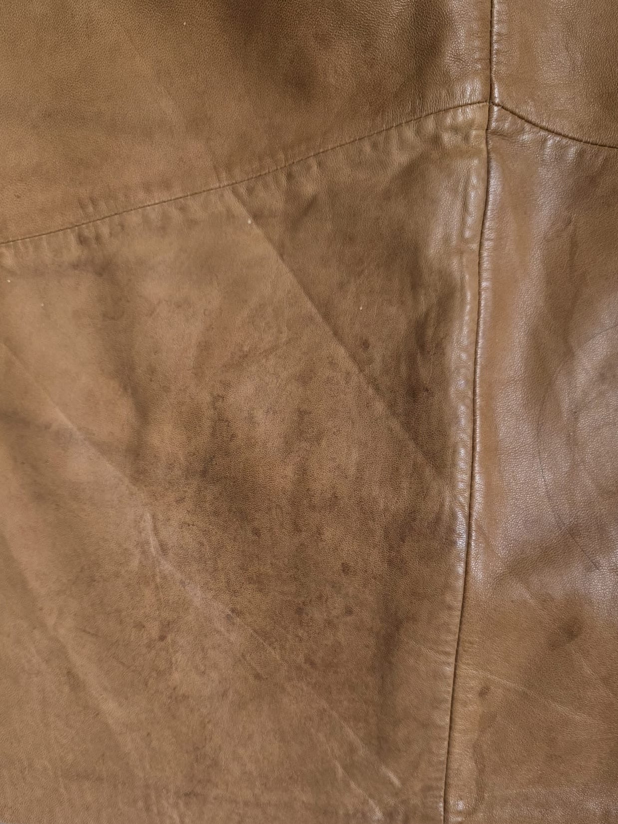 1980s Fritala Finland Soft Leather Midi Skirt Camel Brown Genuine Leather