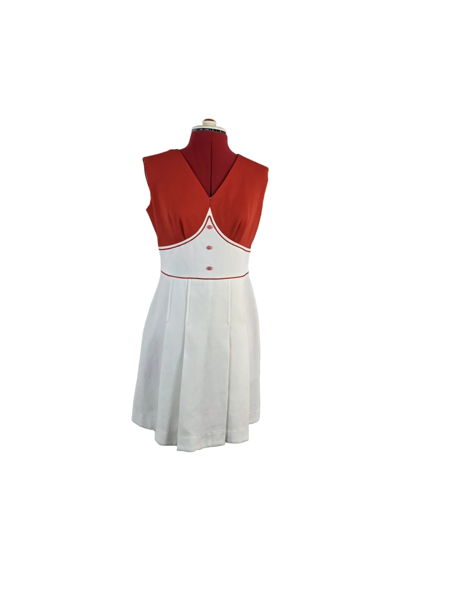 1970s Genuine Vintage Dialen LOFT Mini Dress Red White A-line